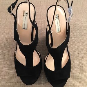 INC Black Velvet Wedges